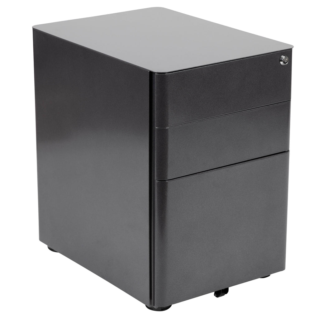 White and Charcoal 3-Drawer Mobile Filing Cabinet I540042