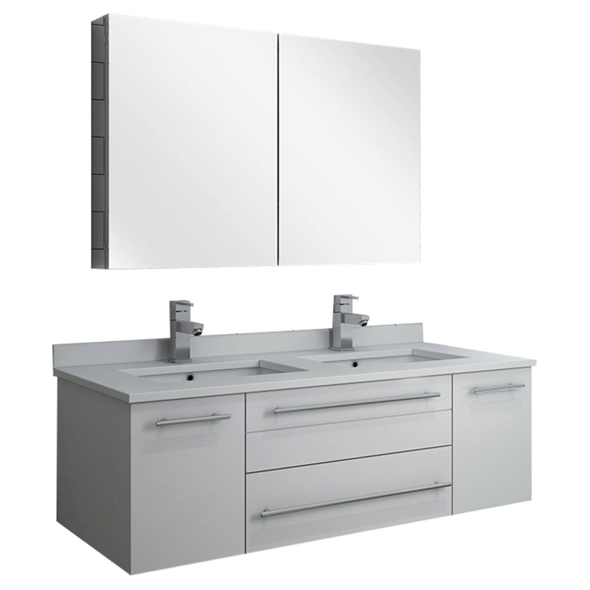White 48x22 Wall Hung Double Undermount Sink Bathroom Cabinet W972