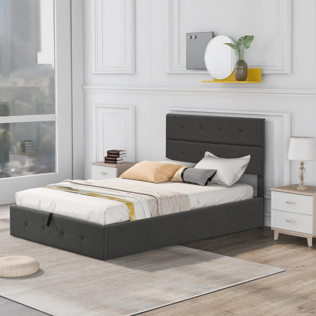 Upholstered Full Storage Platform Bed Y446
