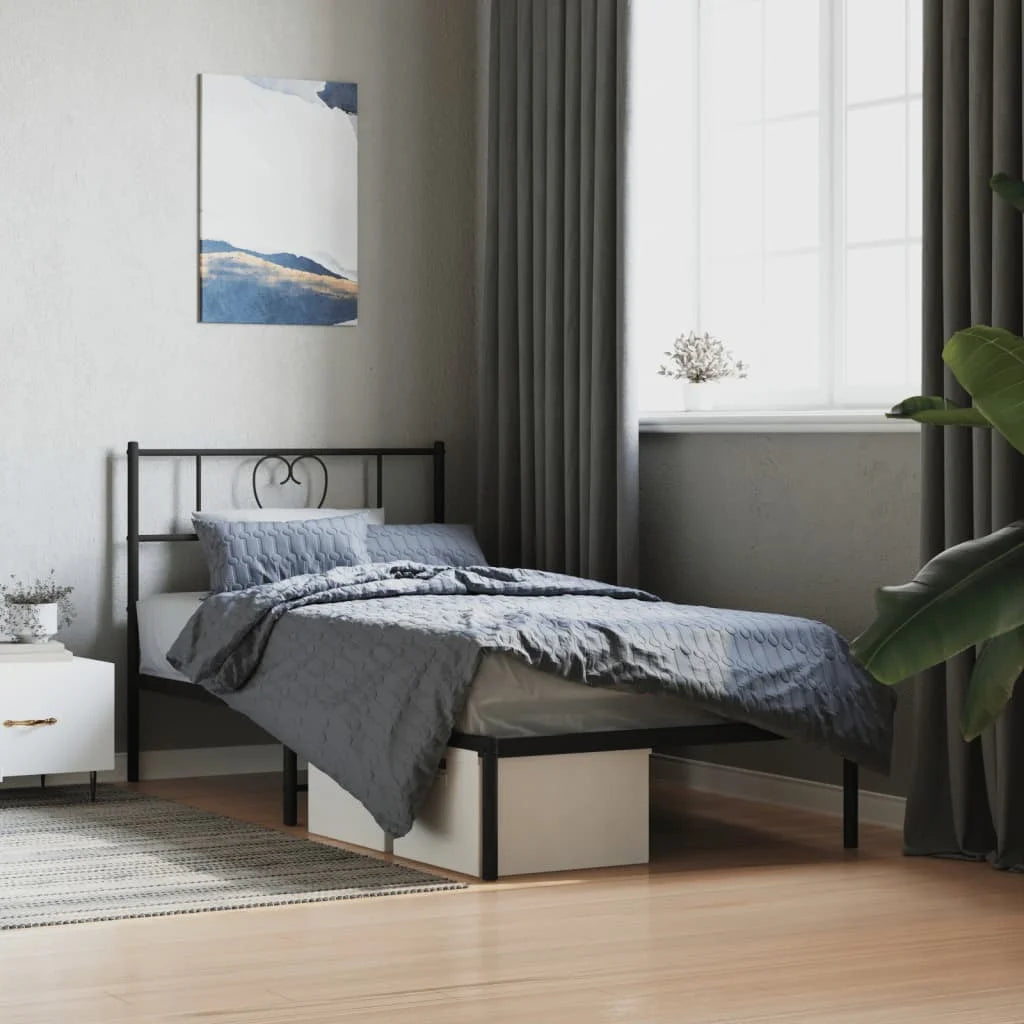 Black Metal Bed Frame with Headboard R8586