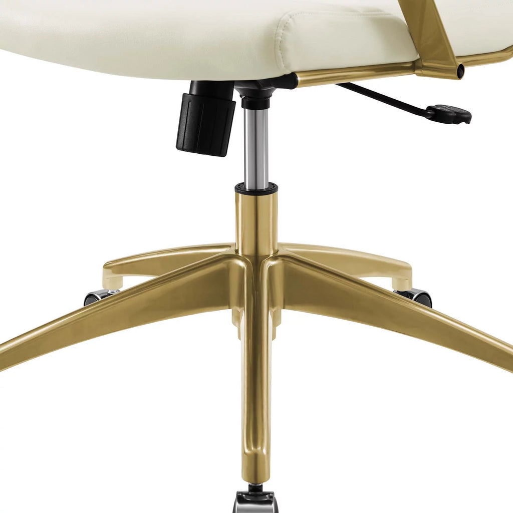 Gold White Faux Vinyl Leather Aluminum Office Chair K9062