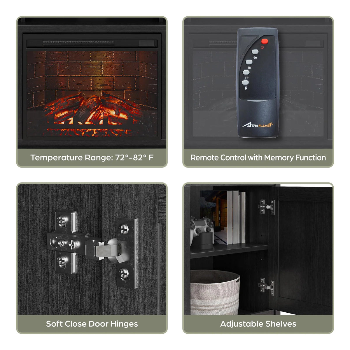 Black Oak Electric Fireplace TV Stand C9483