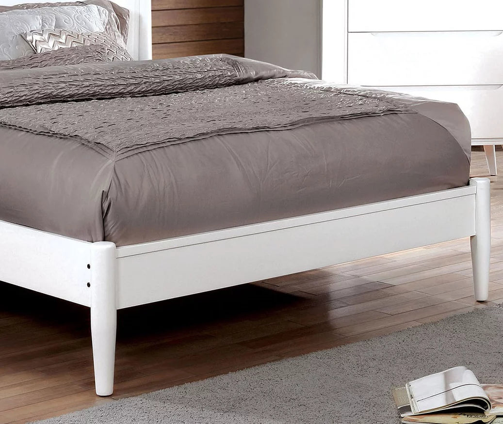 White Eastern King Size Solid Wood Platform Bed O22355