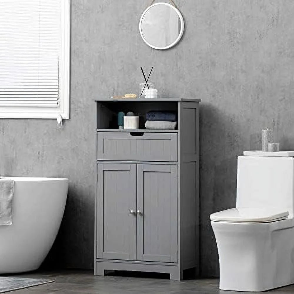 Grey Freestanding Bathroom Cabinet with Drawer W5376