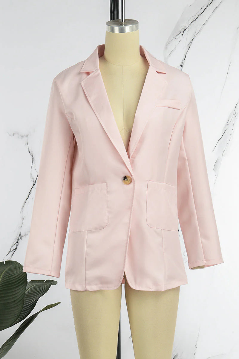 Casual Solid Button Turn-back Collar Outerwear D900
