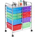 12 Drawer Rolling Storage Cart with Castors, Black E966