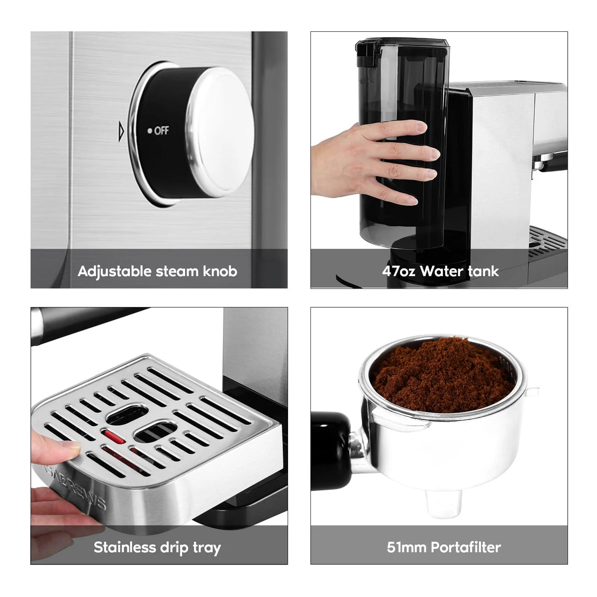 20 Bar Espresso Machine with Milk Frother Steam Wand V35751