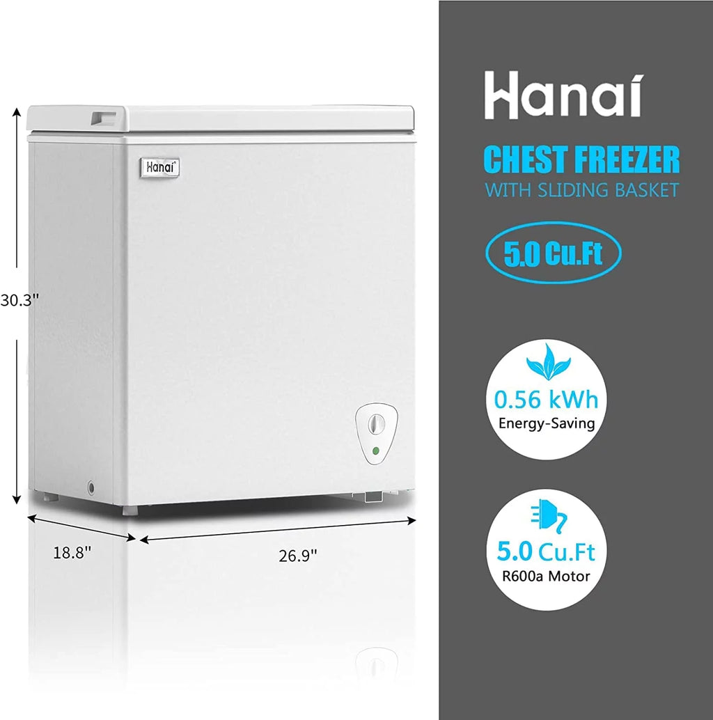 5.0 Cubic Chest Freezer with Removable Storage Basket V42757