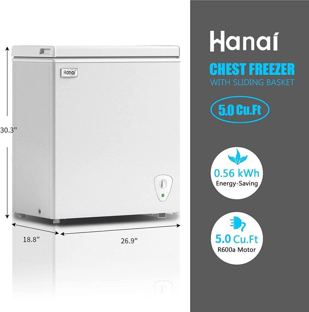 5.0 Cubic Chest Freezer with Removable Storage Basket V42757