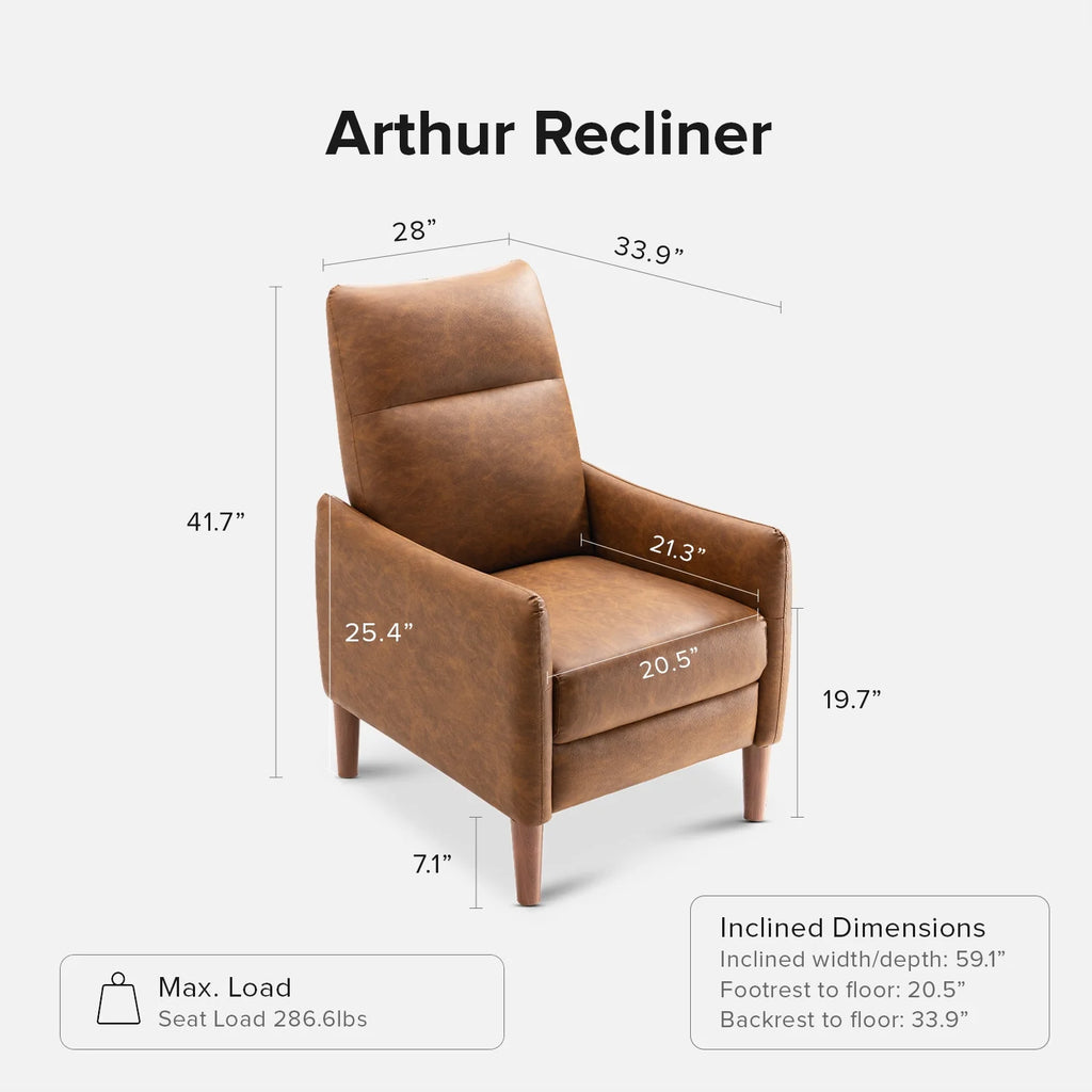 Pecan Brown Faux Leather Recliner P811222