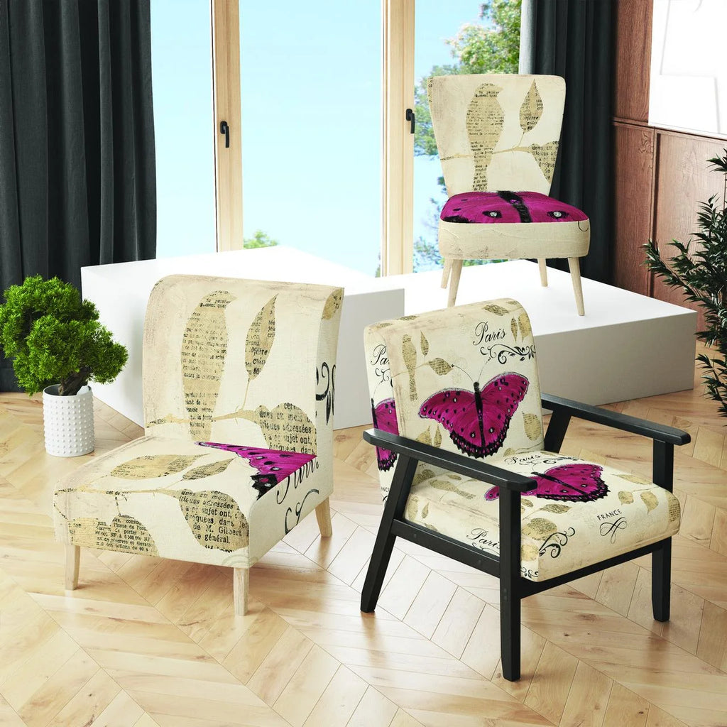 Red Butterfly Upholstered Accent Chair F573839