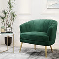 Green Velvet Accent Chair with Golden Metal Legs F382895