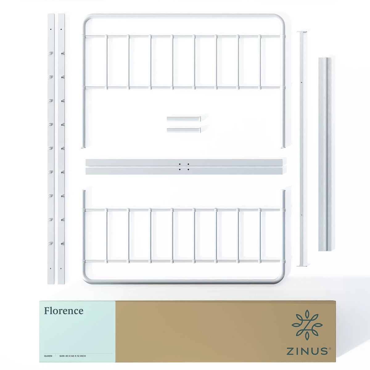 King White Metal Platform Bed Frame F3124