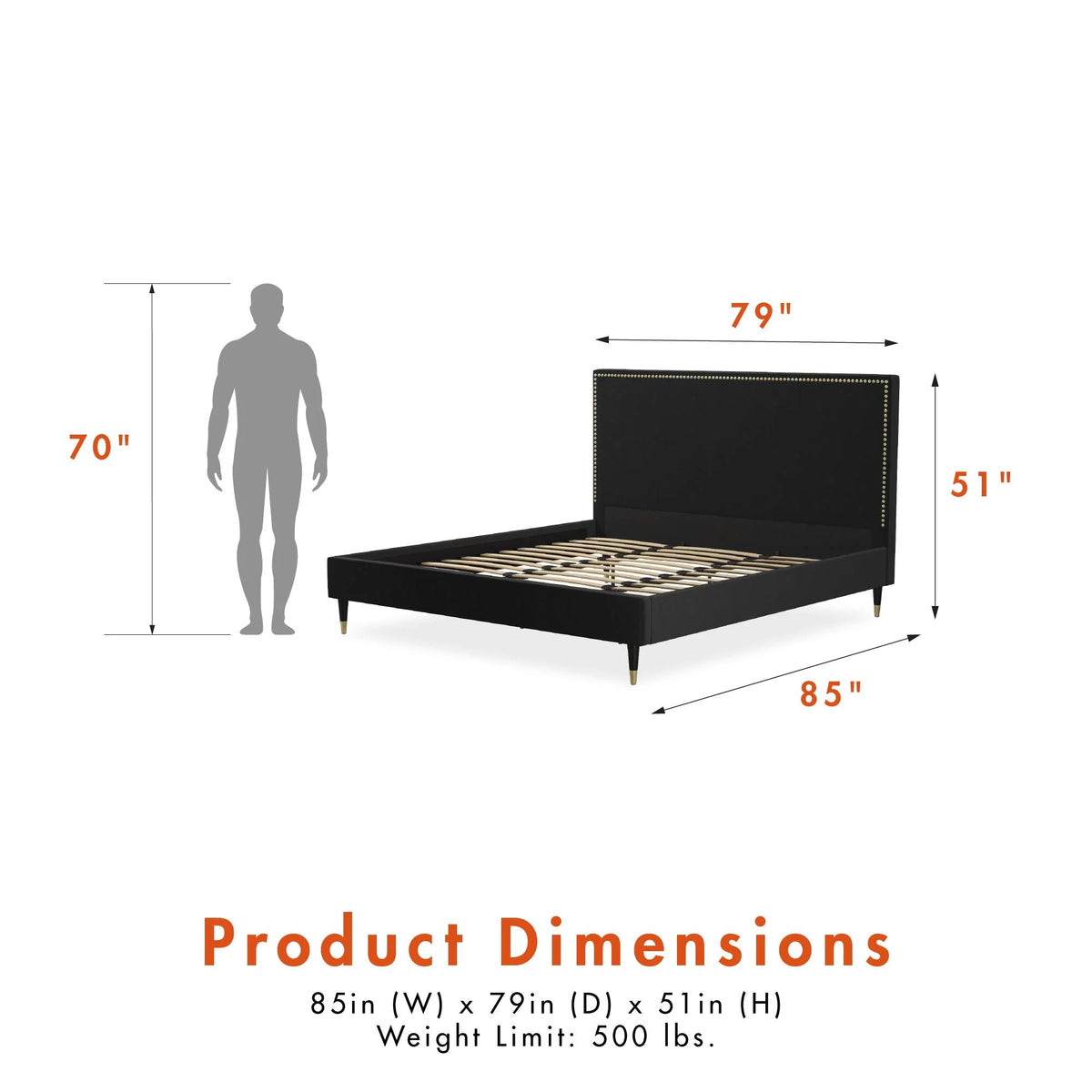Black Velvet King Upholstered Bed M9099