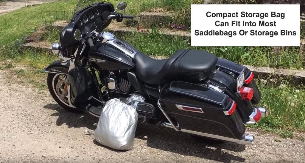 Weatherproof Motorcycle Cover with Securing Straps and Storage Bag O189515