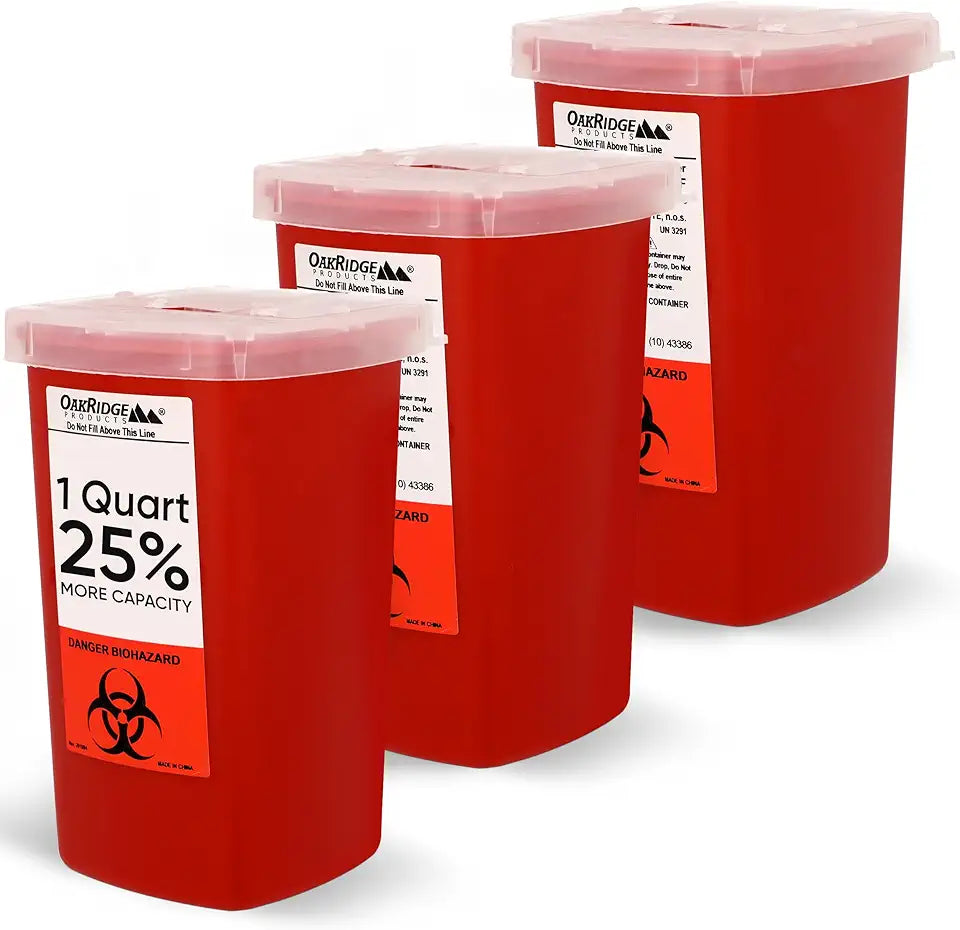 Sharps Container 1 Quart 3-Pack Flip-up Lid X50320
