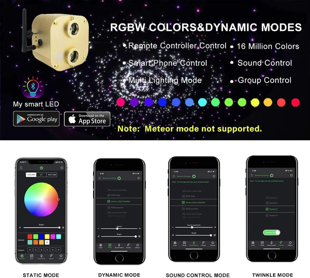 20w Fiber Optic Ceiling Lighting Kit 1100pcs 13.1ft RGBW D3781