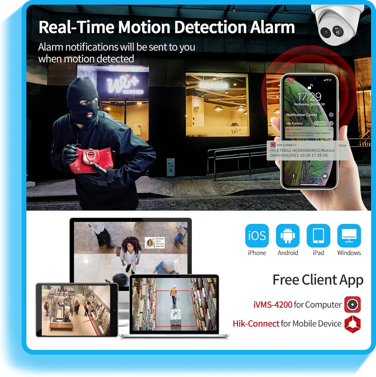 8MP 4K PoE Turret IP Camera with Built-in Mic L8357
