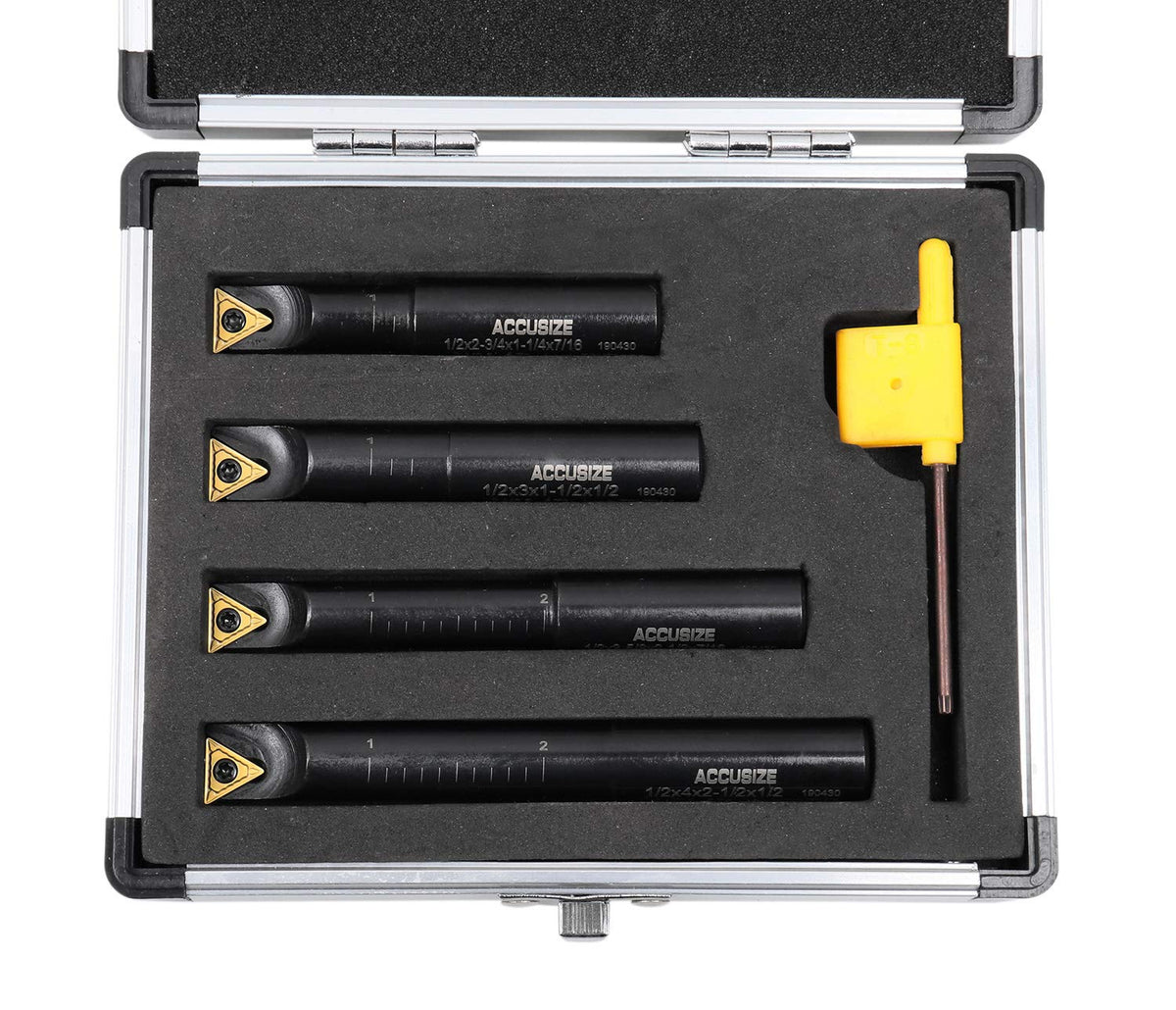 4 Pc 1/2'' Round Shank Indexable Boring Bar Set with Carbide Inserts O896