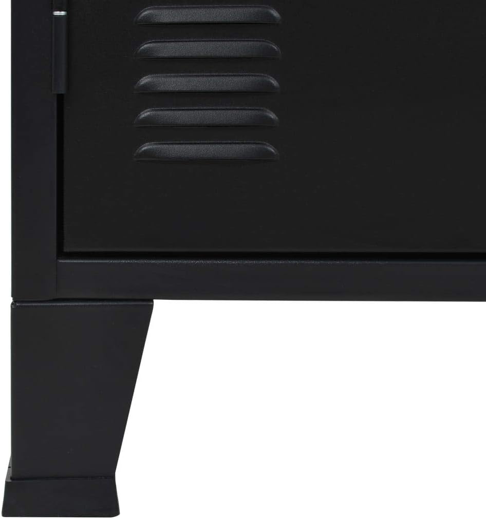 Black Metal Sideboard with 2 Shelves and 3 Doors L6669
