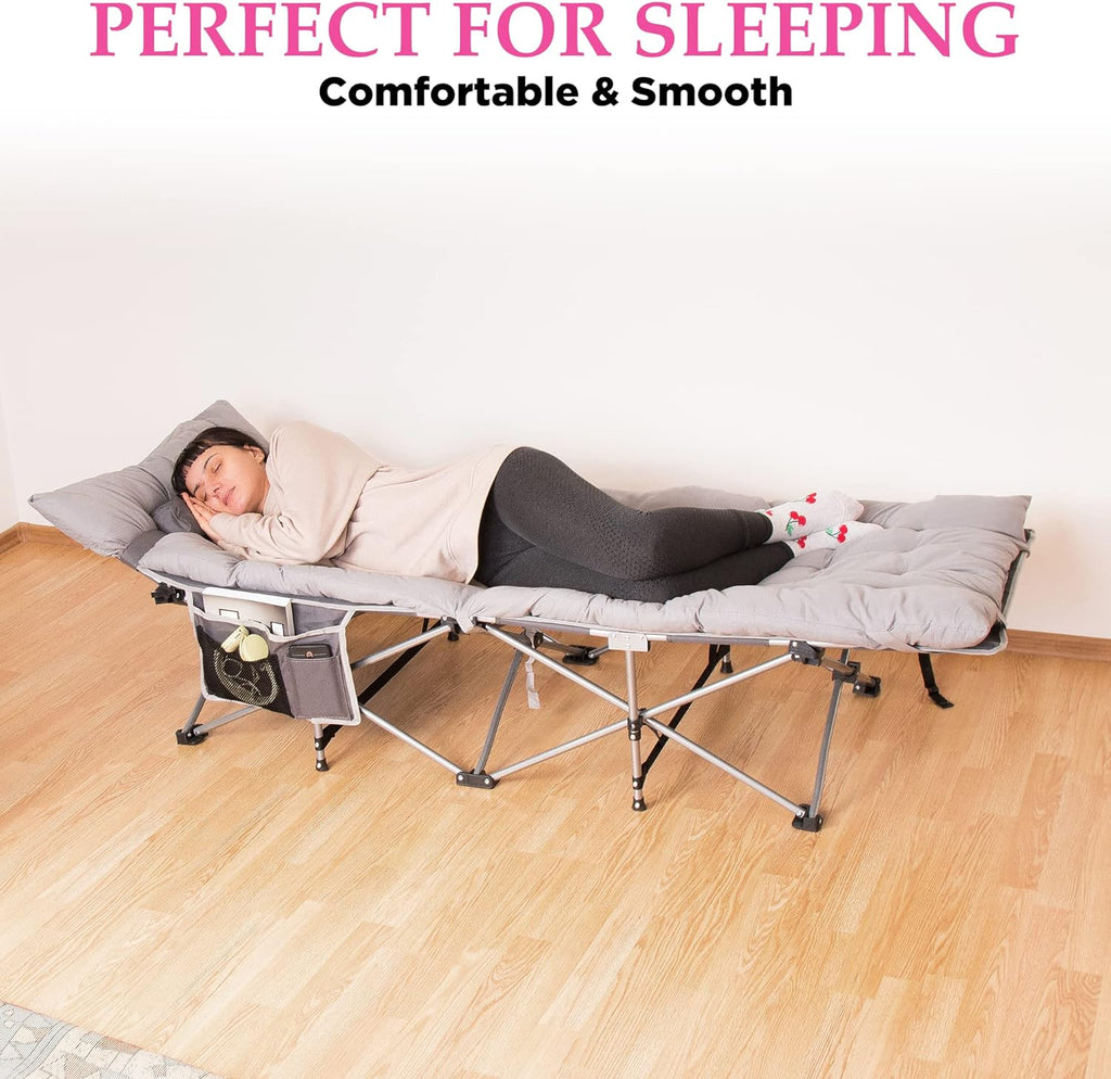 Set of 2 Folding Camping Cot and Cot Pad W8159