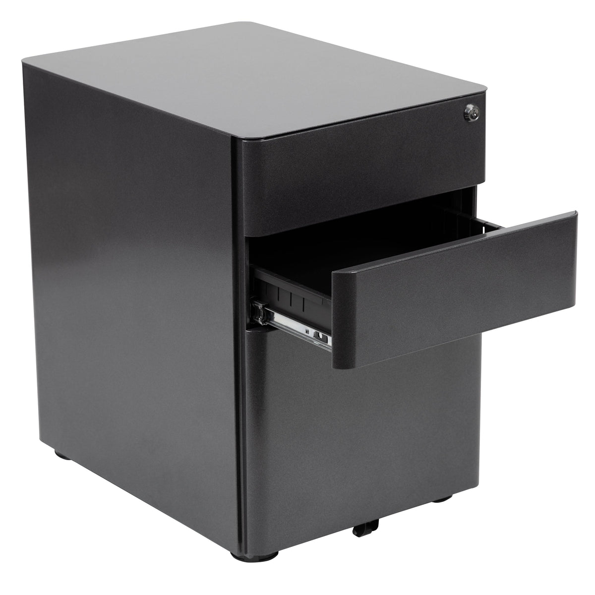 White and Charcoal 3-Drawer Mobile Filing Cabinet I540042