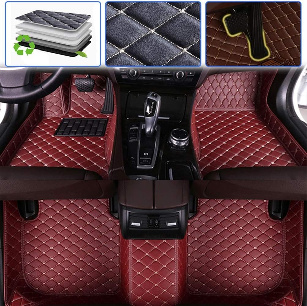 Custom Car Floor Mats Leather Waterproof Anti-Skid Full Coverage Set Beige L34830
