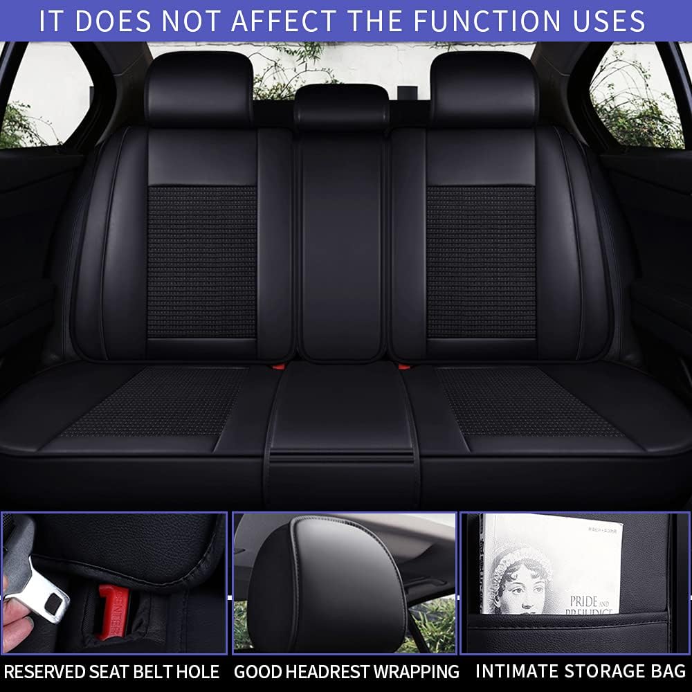 Custom Car Seat Covers Full Set 5 Seats Faux Leather Waterproof Black L112