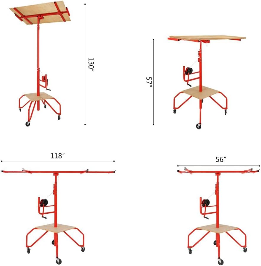 Drywall Lift Rolling Panel Hoist Jack Lifter 16FT R2219