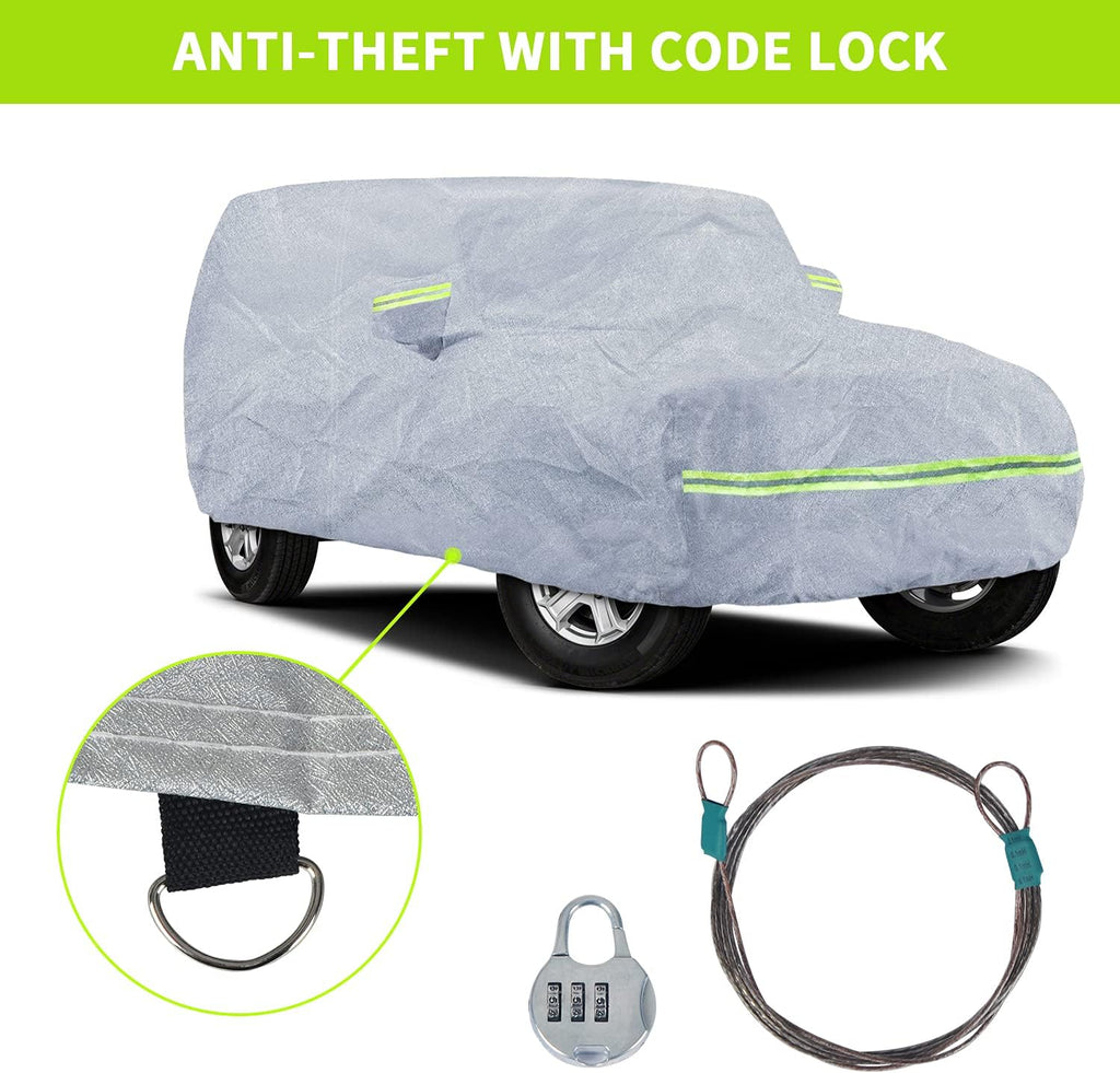 7 Layers Car Cover with Windproof Strap & Driver Door Zipper L3658