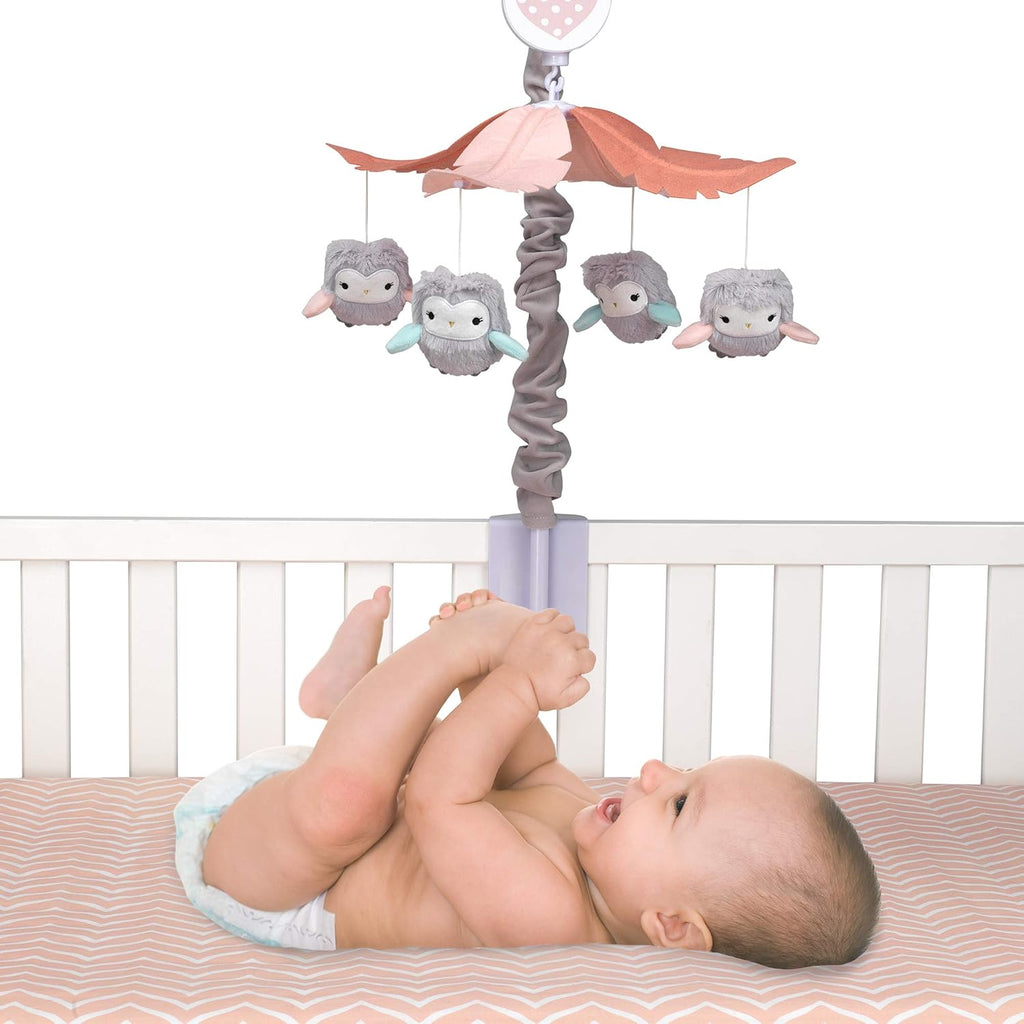 Gray/Pink Musical Baby Crib Mobile Soother Toy P4744