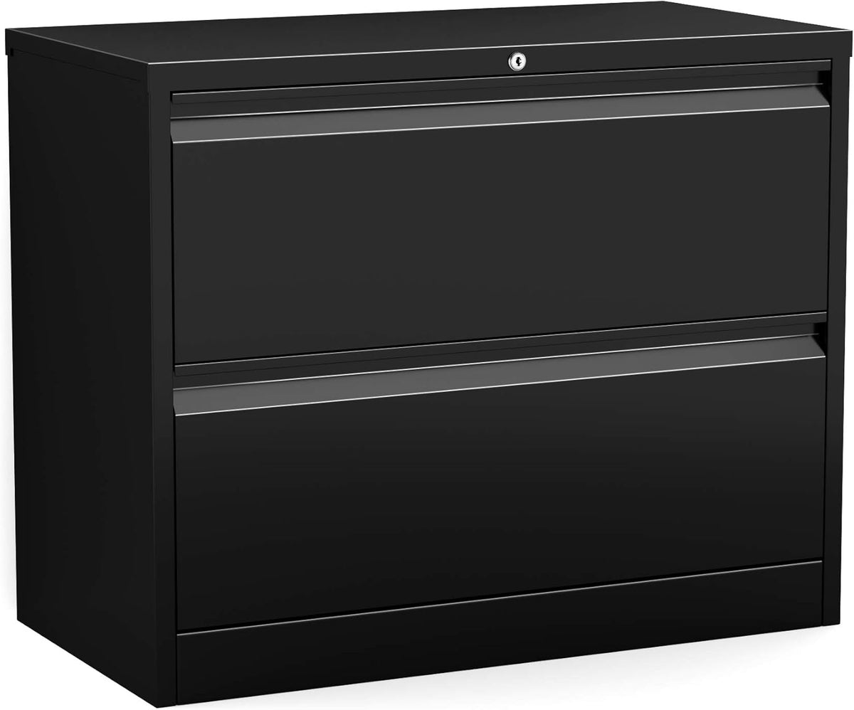 White 2 Drawer Metal Lateral File Cabinet with Lock S376666
