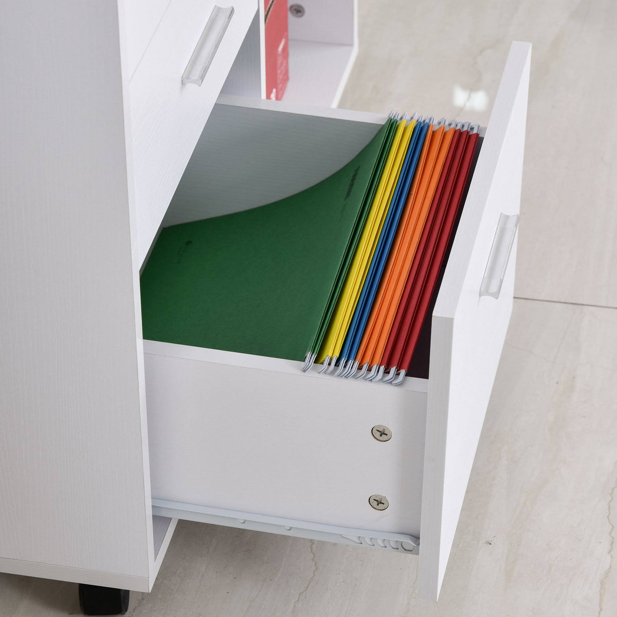 White 3-Drawer Wooden File Cabinet V9449