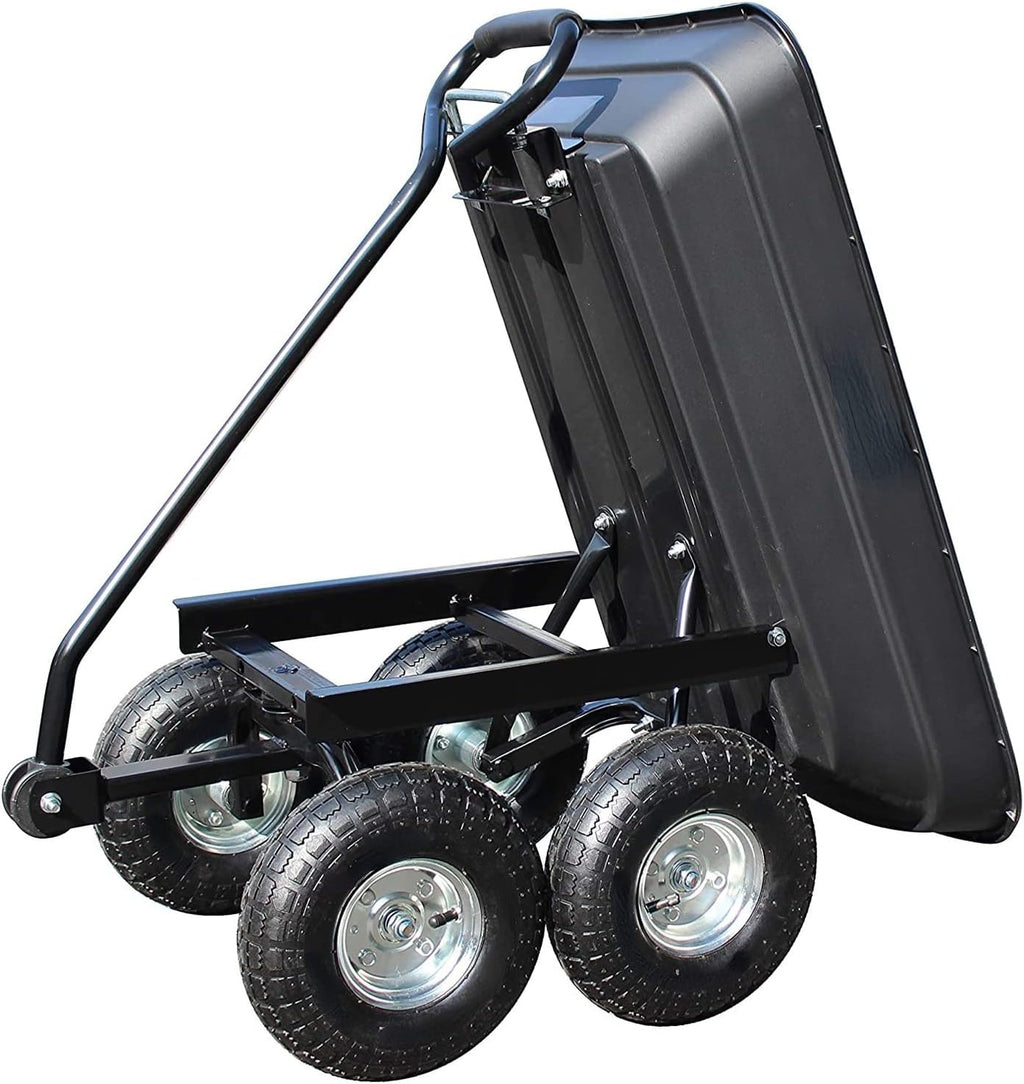 Heavy Duty Garden Dump Cart with Steel Frame and Pneumatic Wheels H96977