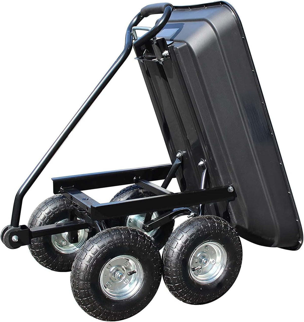 Heavy Duty Garden Dump Cart with Steel Frame and Pneumatic Wheels H96977