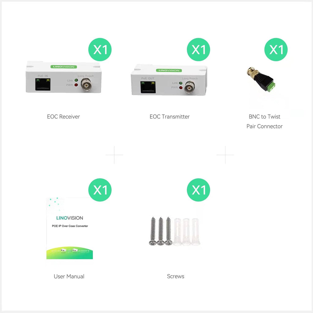 POE Over Coax EOC Converter IP Over Coax Max 3000ft Q93183