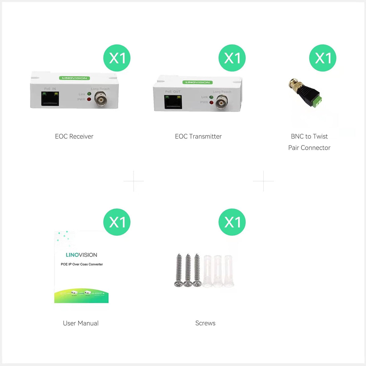 POE Over Coax EOC Converter IP Over Coax Max 3000ft Q93183