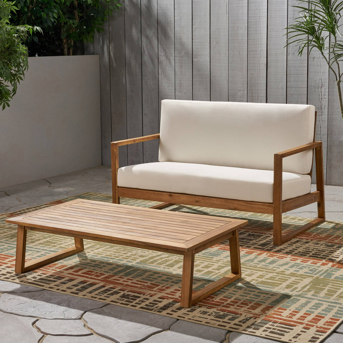 Acacia Wood Chat Set with Coffee Table Z47119