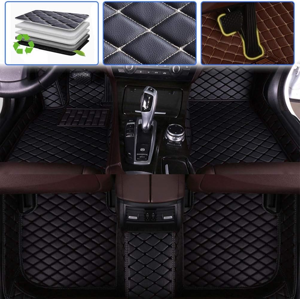 Custom Car Floor Mats Leather Waterproof Anti-Skid Full Coverage Set Beige L34830