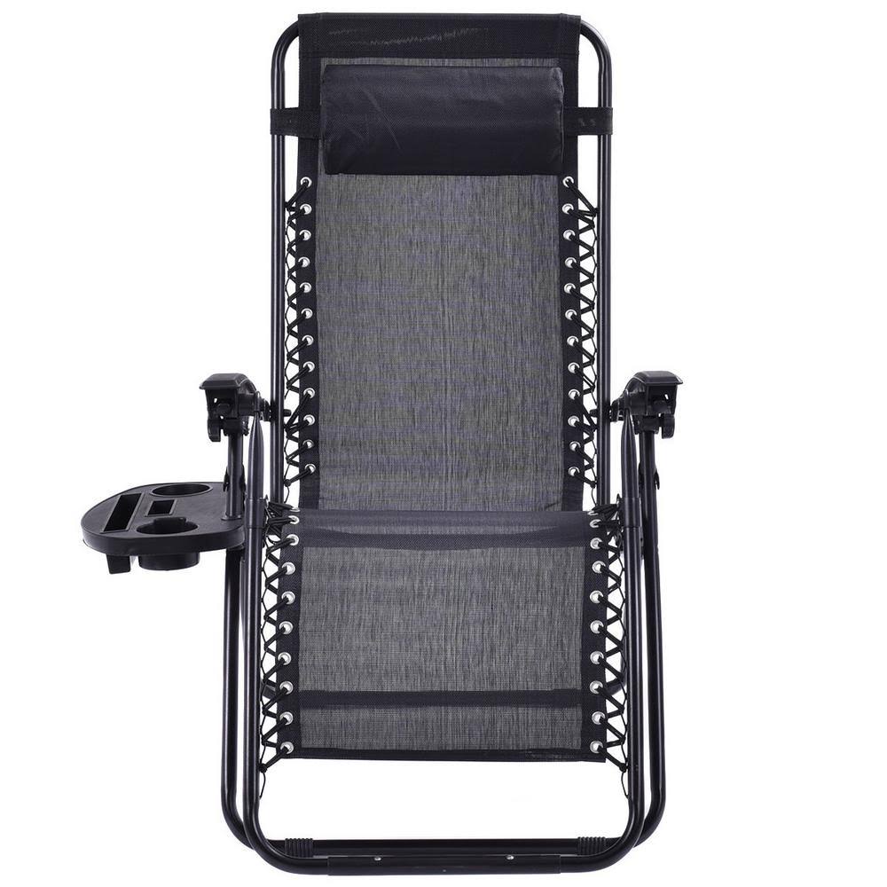 Folding Metal Outdoor Lounge Chair in Black 2-Pack G688