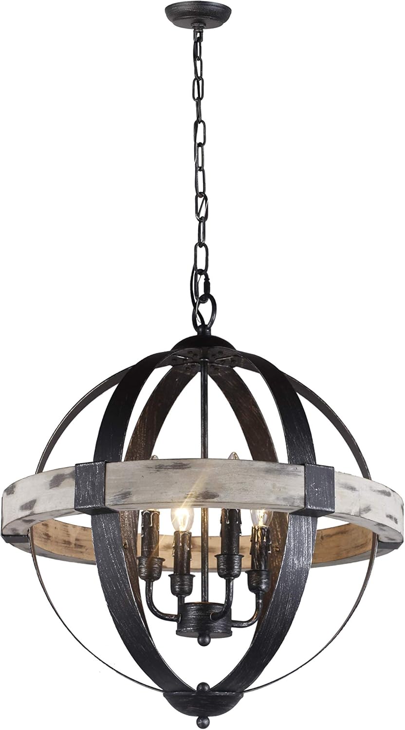 Black Wrought Iron 4 Light Chandelier R82874