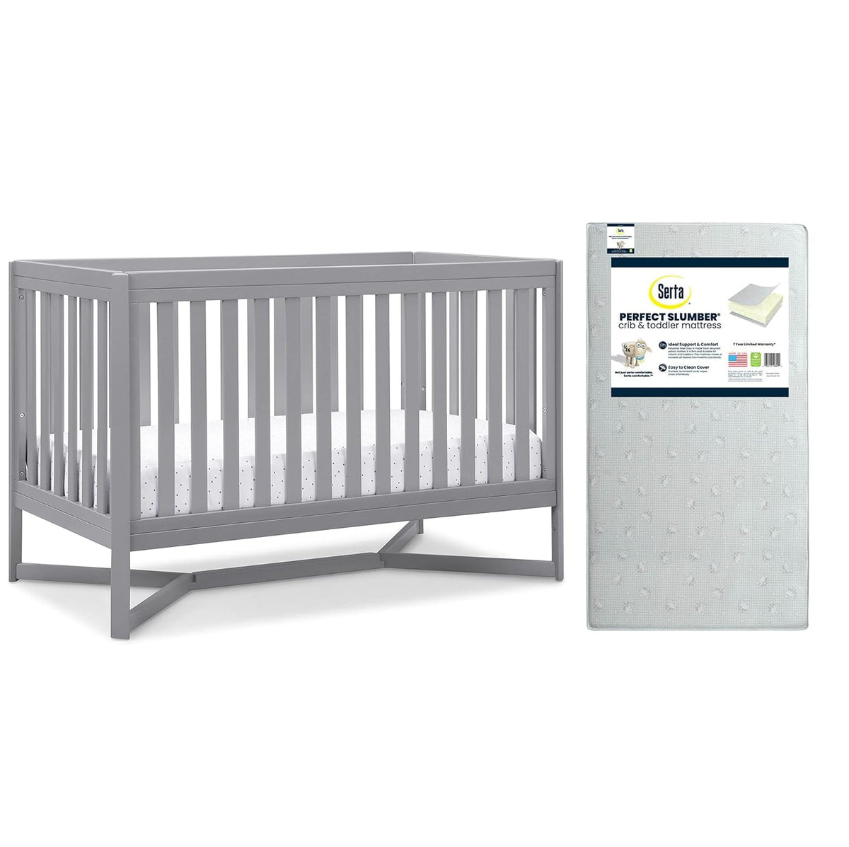 4-in-1 Convertible Crib & Dual Sided Crib & Toddler Mattress G40651