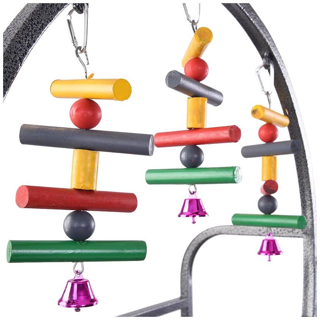 Large Pet Parrot Play Stand Bird Cage Gym Perch with Feeding Cups Rolling Caster L55019