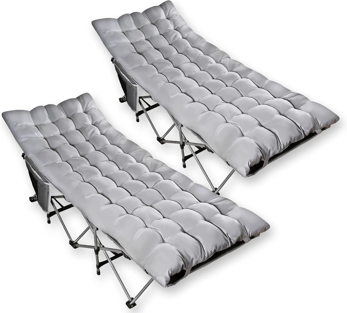 Set of 2 Folding Camping Cot and Cot Pad W8159