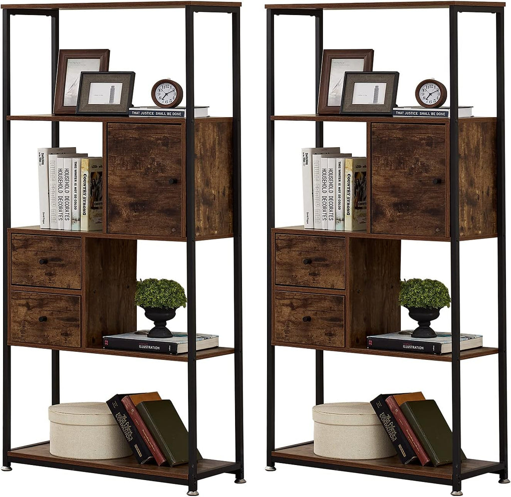 5 Shelf Folding Bookshelf with Metal Frame R107529