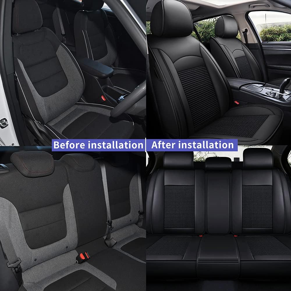Custom Car Seat Covers Full Set 5 Seats Faux Leather Waterproof Black L112