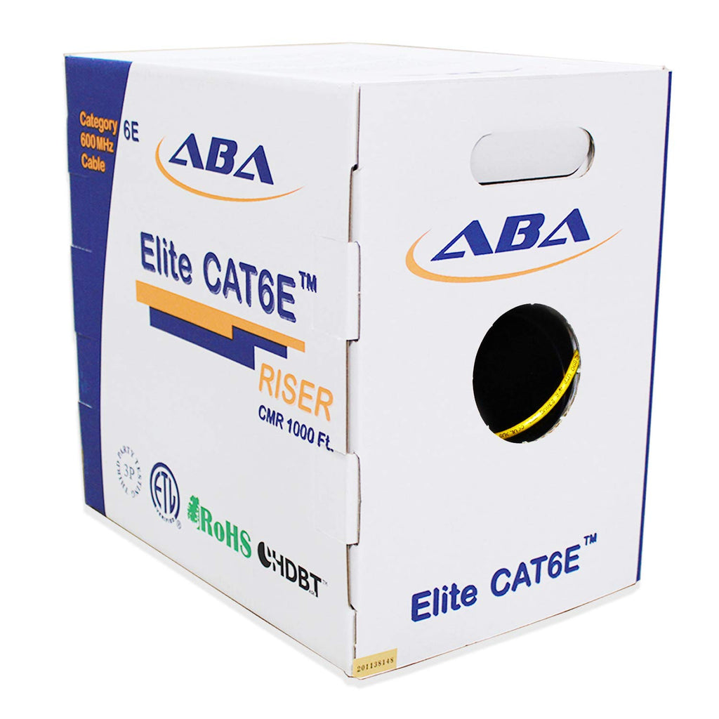 Black 1000ft Cat6 CMR Riser Ethernet Cable F1711