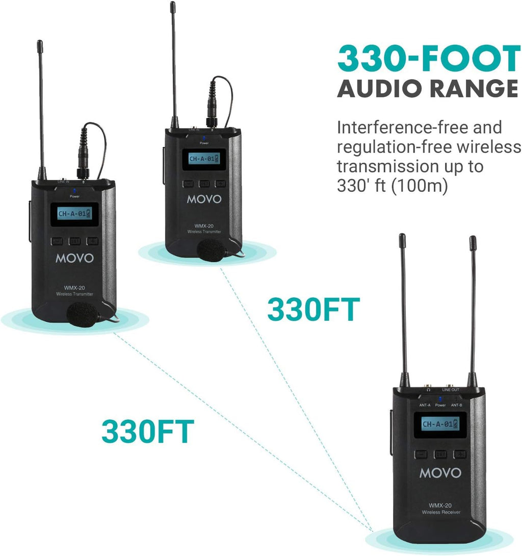 48-Channel UHF Wireless Lavalier Microphone System with 2-Ch Mixer, 2 Receivers, 4 Transmitters, and 4 Lapel Microphones Z20496