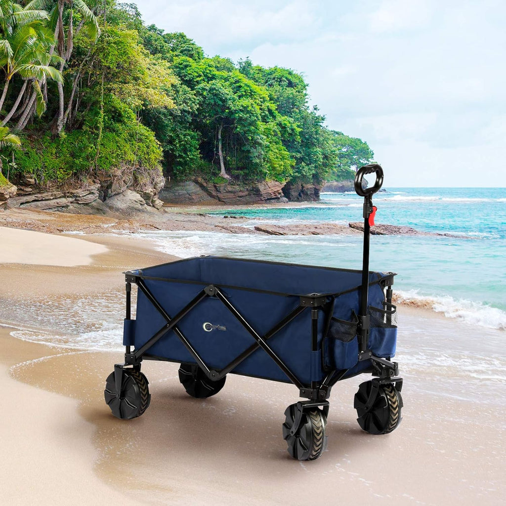 Blue 8 Wheels Folding Collapsible Wagon K7413