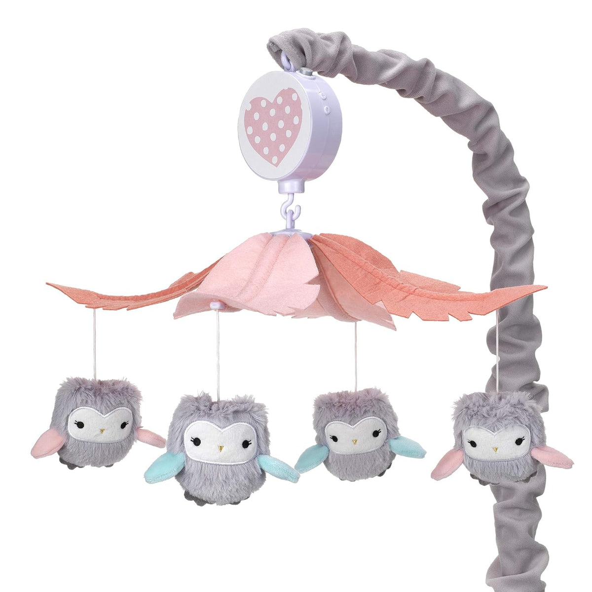 Gray/Pink Musical Baby Crib Mobile Soother Toy P4744